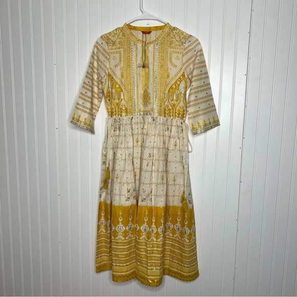 W for Woman Bohemian Printed Flared Midi Dress Size Small - Picture 2 of 16